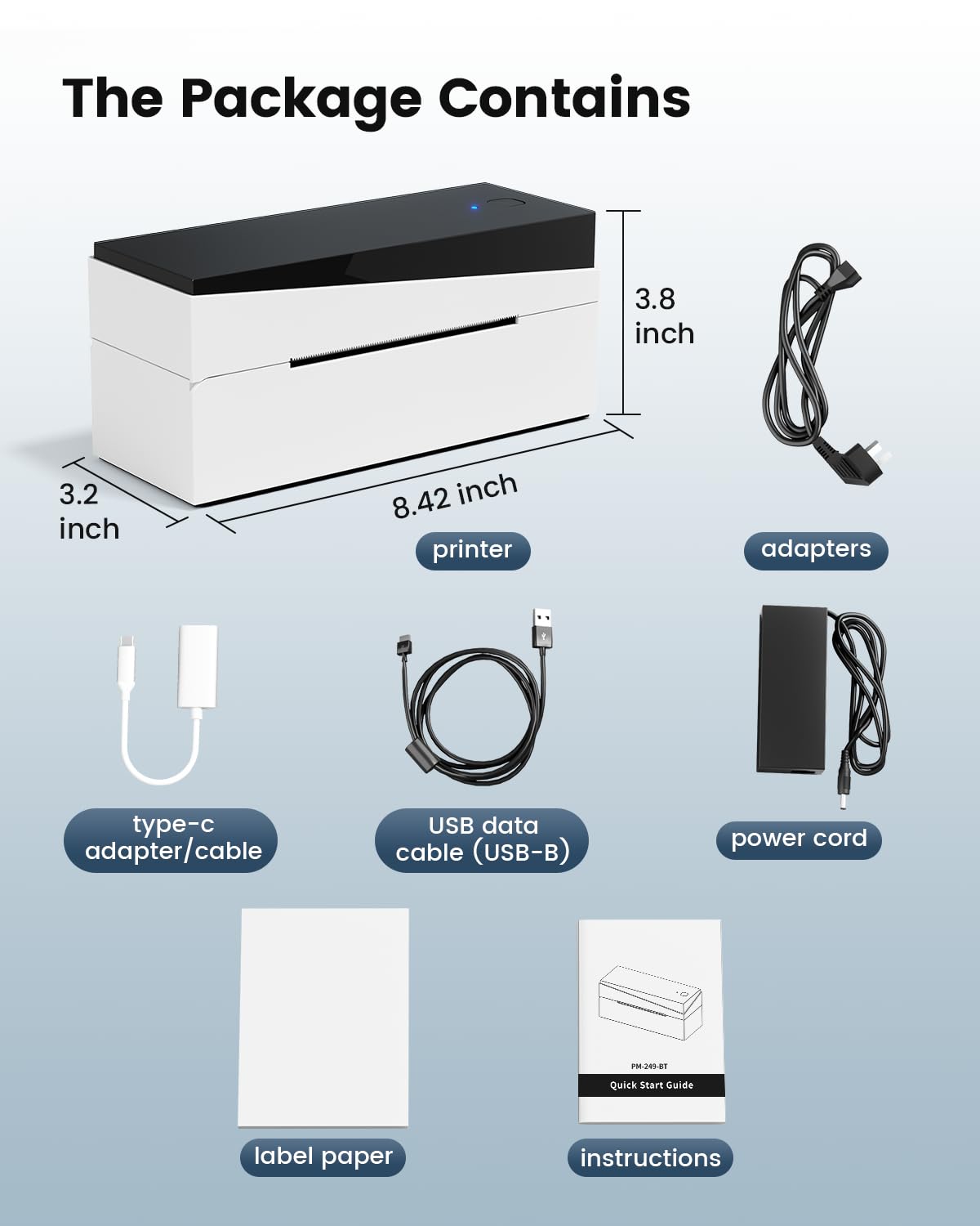 Thermal Label Printer, Bluetooth Shipping Label Printer 4x6, Address Label Printer, Desktop Label Printer Machine for Shipping Packages, Compatible with Amazon, Ebay, Shopify, Royal Mail, FedEx, DHL