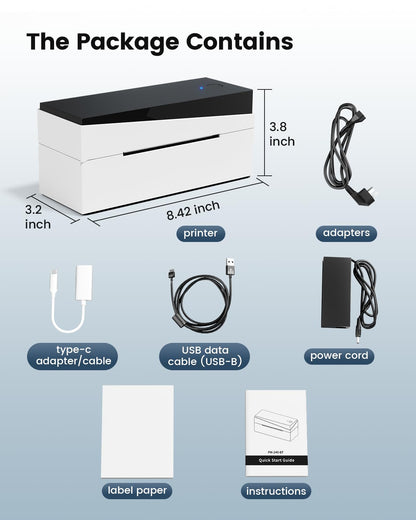 Thermal Label Printer, Bluetooth Shipping Label Printer 4x6, Address Label Printer, Desktop Label Printer Machine for Shipping Packages, Compatible with Amazon, Ebay, Shopify, Royal Mail, FedEx, DHL