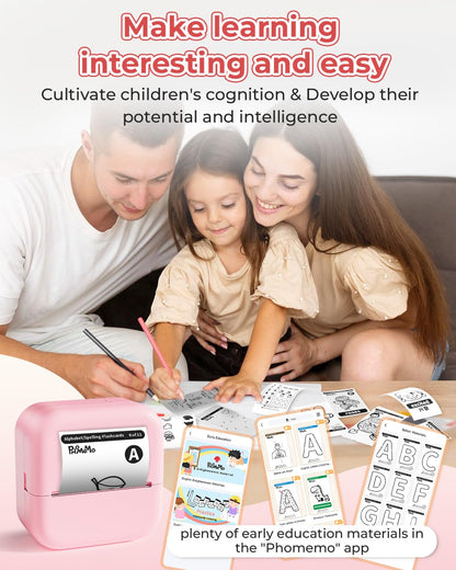 Mini Printer,Mini Thermal Printer M02L Portable Mini Printer, Portable Photo Printer Sticker Printer Portable Printer for Study,Photo,Notes,Compatible with Phone Tablet,Pink