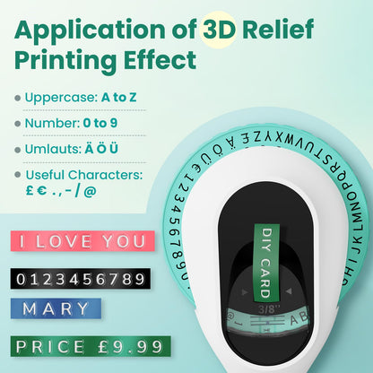 Embossing Omega Home Label Maker, E975 Embossed Label Maker Handheld,Vintage Label Printer Omega S Label Machine with 6 Label Maker Tape 3/8''(9mm),for Home Office,Green