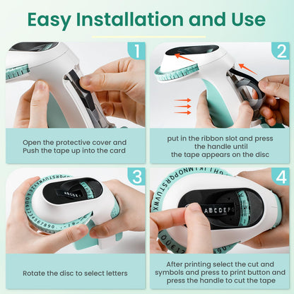 Embossing Omega Home Label Maker, E975 Embossed Label Maker Handheld,Vintage Label Printer Omega S Label Machine with 6 Label Maker Tape 3/8''(9mm),for Home Office,Green